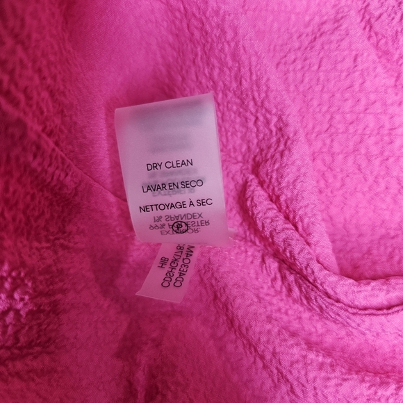 Calvin Klein Hot Pink Button-Front Fit & Flare Gauze Preppy Feminine Shirt Dress - Picture 8 of 11